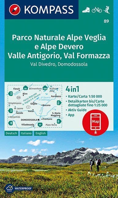 Alpe Veglia and Alpe Devero - Valle Antigorio - Val Formazza - Kompass 89 - 1:50,000