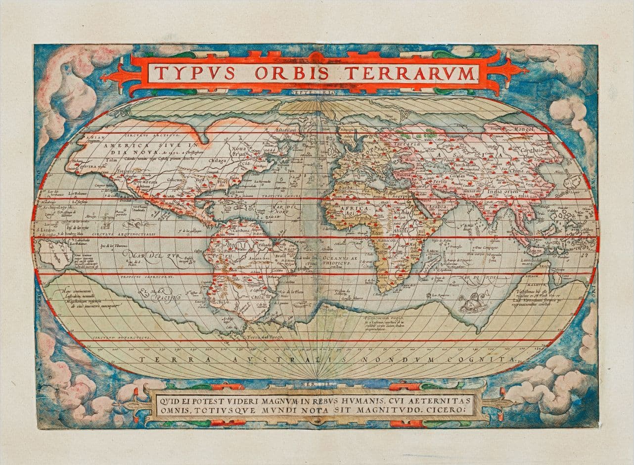 Antique World Map 1570 by Abraham Ortelius - Reproduction