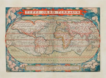 Antique World Map – 1570, by Abraham Ortelius - Reproduction