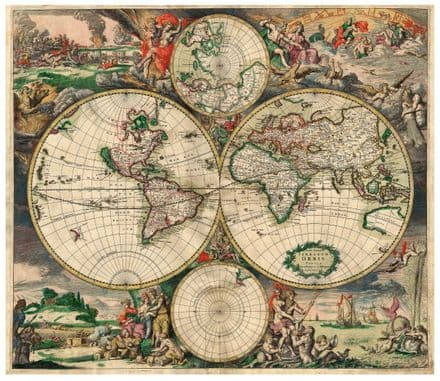 Antique World Map, 1689 - Gerard van Schagen - Reproduction