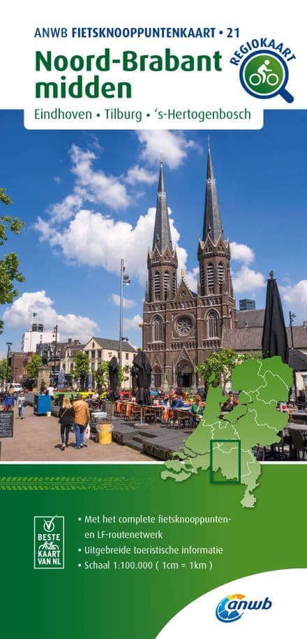 ANWB - 21 - Noord-Brabant Middle Bicycle Junction Map - 1:100,000