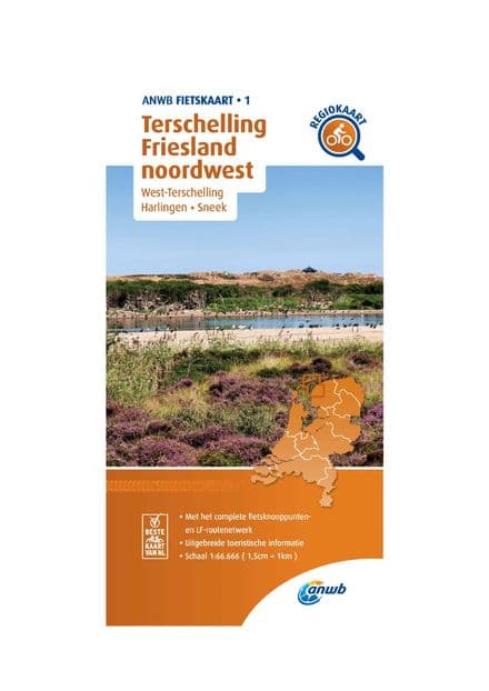 ANWB Cycling Map 01 Terschelling , Friesland Northwest 1:66,666