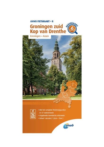 ANWB Cycling Map 08 Groningen South, Kop van Drenthe 1:66,666