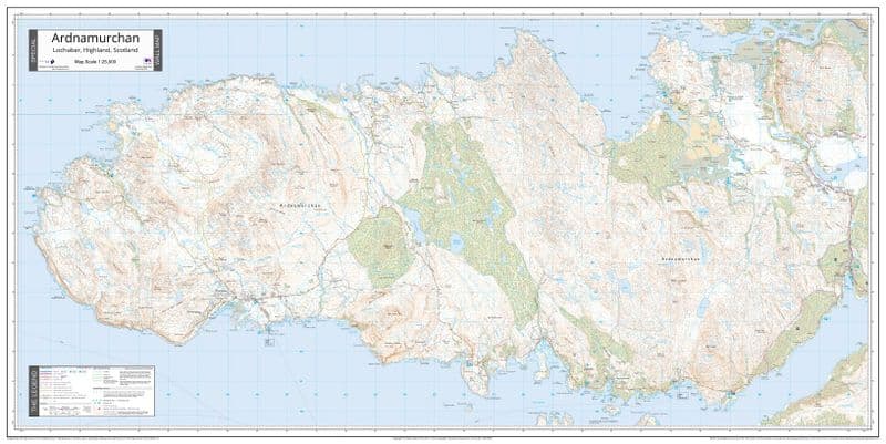 Ardnamurchan - Ordnance Survey 1:25,000 - Wall Map - The Map Centre Press