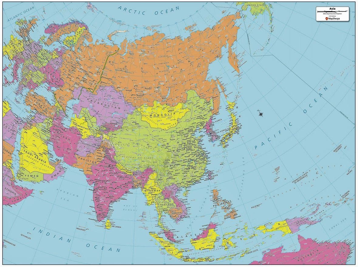 Asia - Wall Map - Large - Map Sherpa