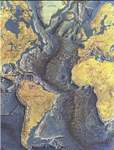 Atlantic Ocean Floor - Published 1968 by National Geographic