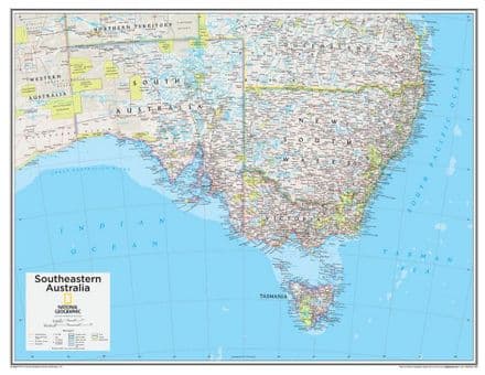 Australia South Eastern Political Wall Map - 2015 - National Geographic