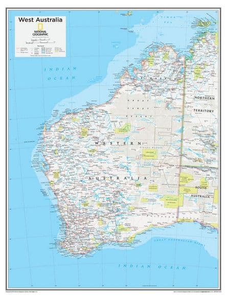Australia Western Political Wall Map - 2015 - National Geographic