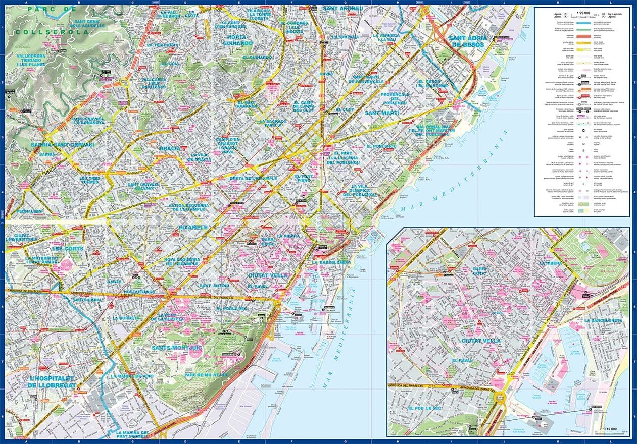 Barcelona Street Laminated Folded Map - Comfort Map