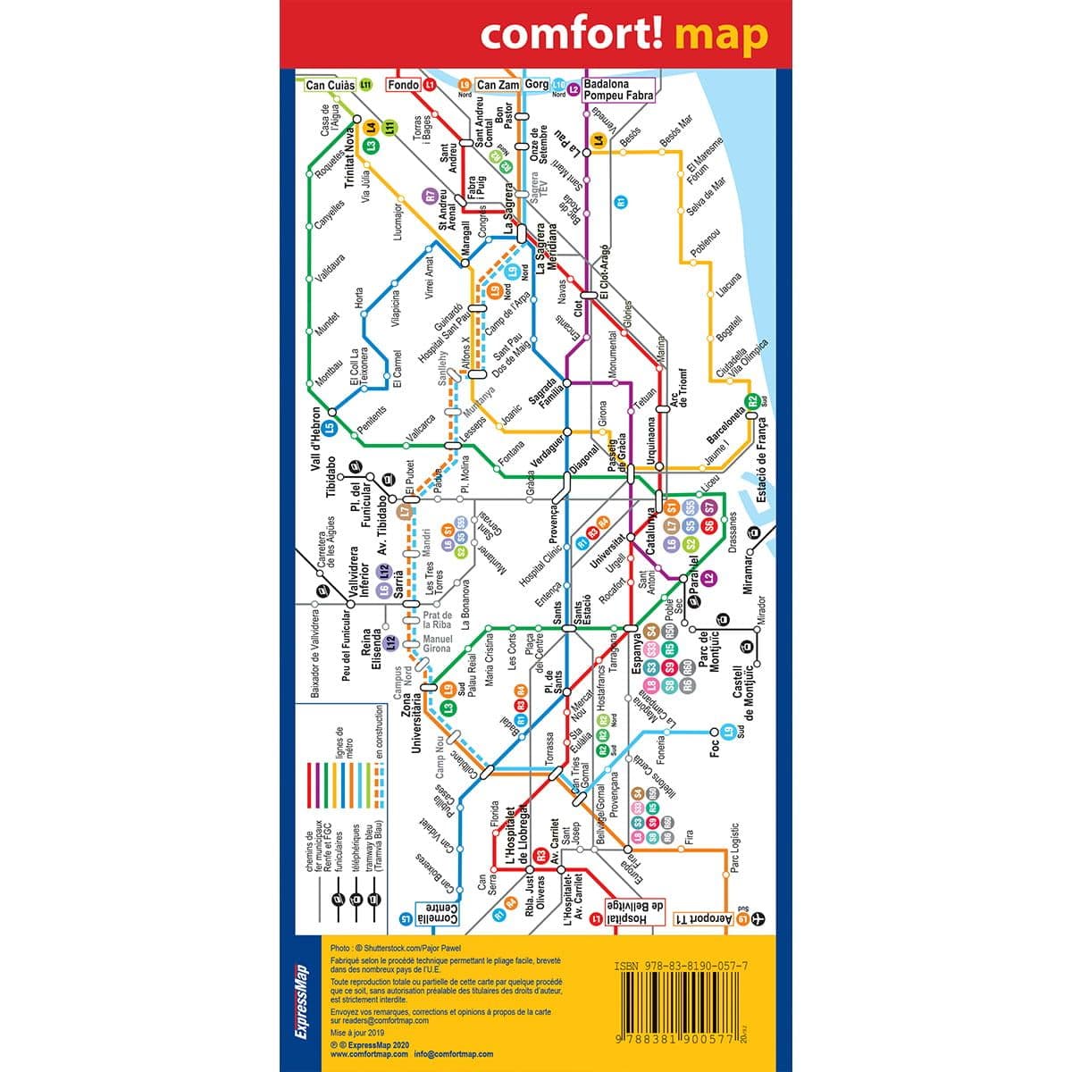 Barcelona Street Laminated Folded Map - Comfort Map