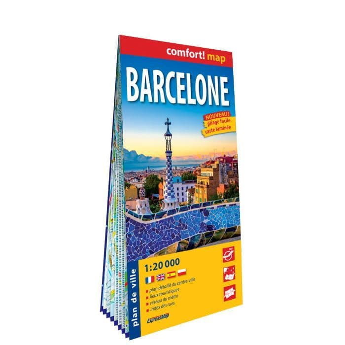 Barcelona Street Laminated Folded Map - Comfort Map