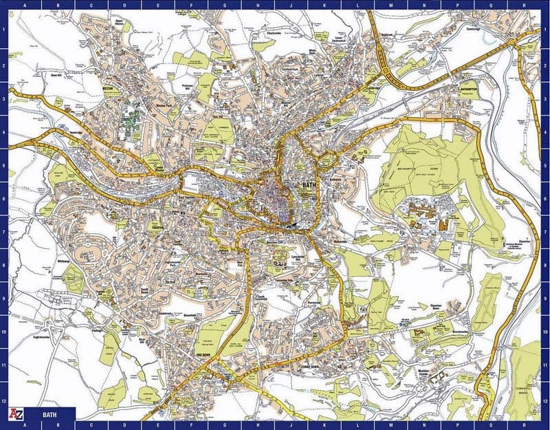 Bath City Centre A-Z Street Wall Map