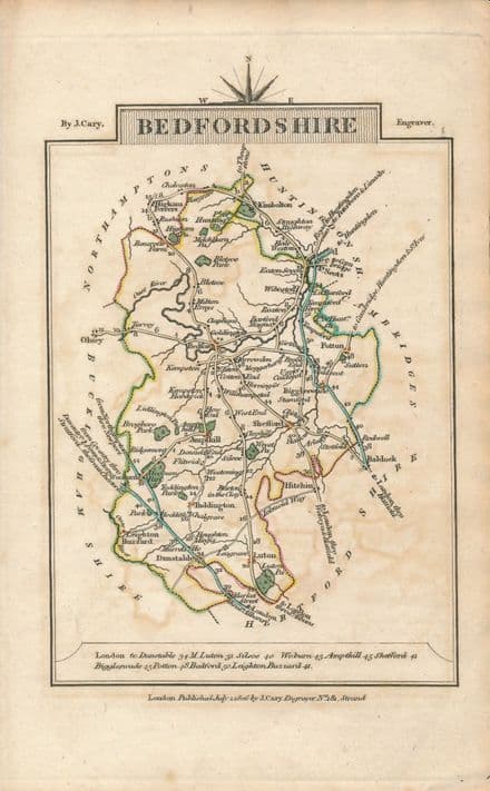 Bedfordshire 1806 - John Cary - Original Map