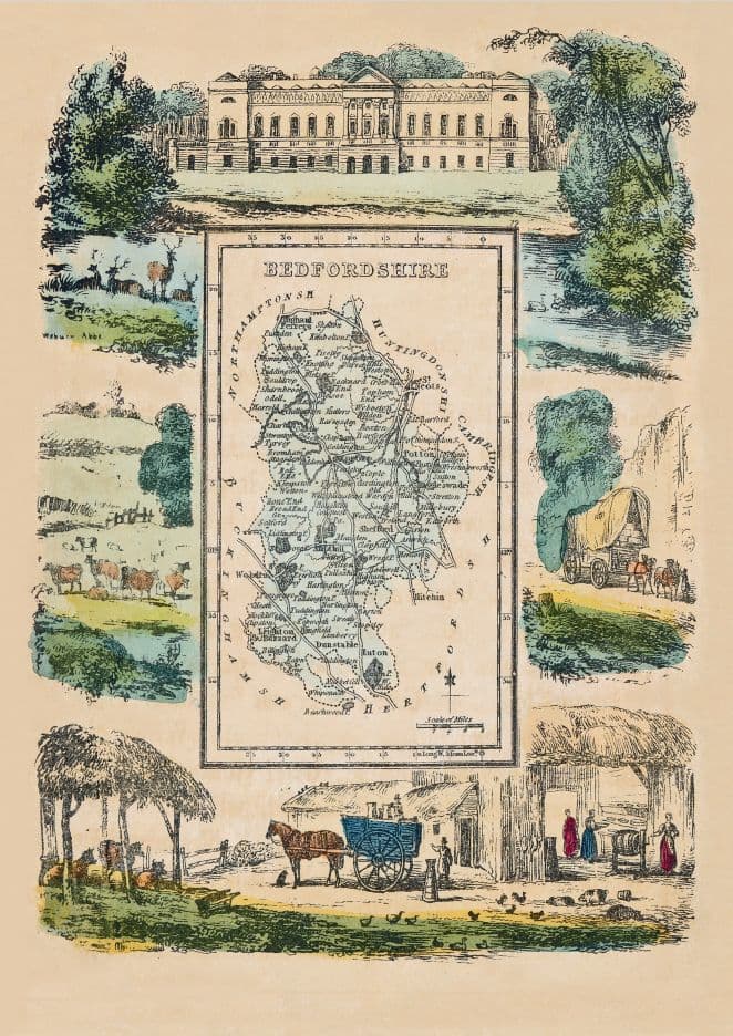 Bedfordshire - by 'Reuben Ramble' - Reproduction County Map