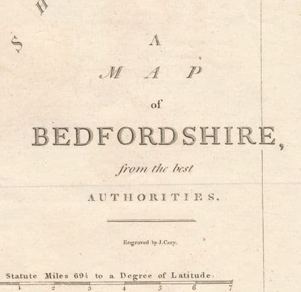 Bedfordshire (Extra Large) by John Cary 1805