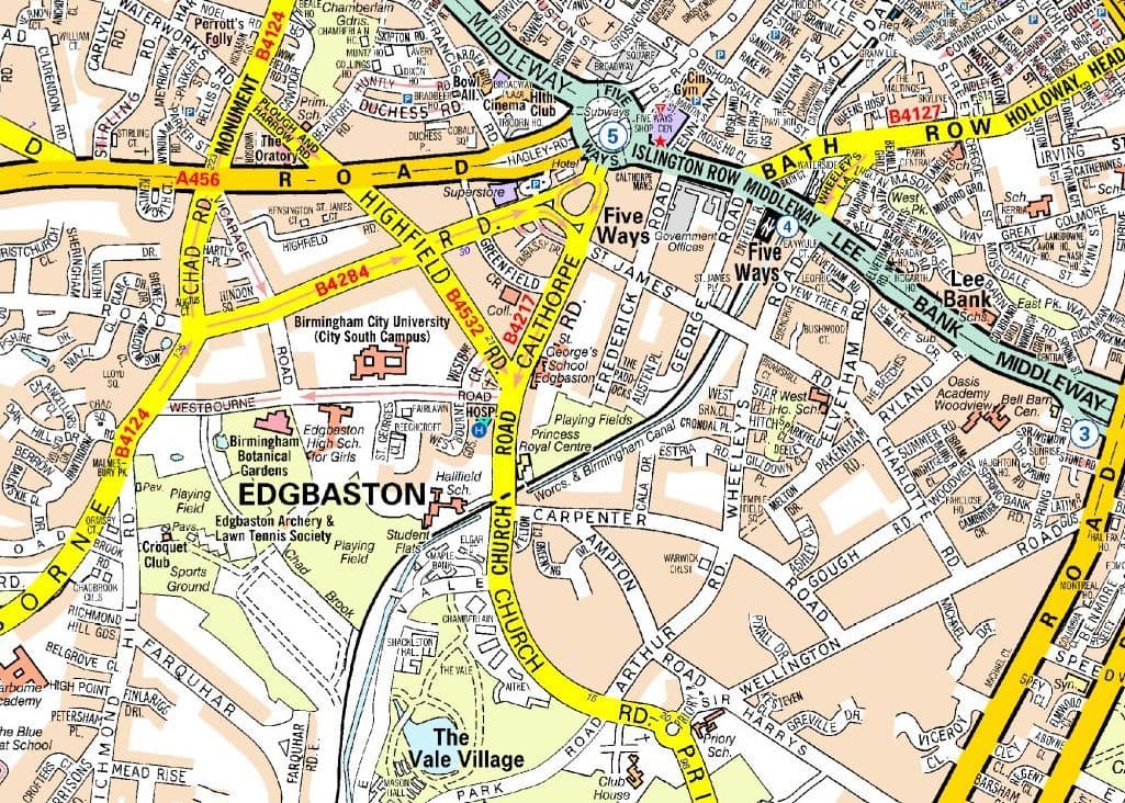 Birmingham A Z Wall Map