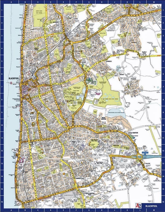 Blackpool City Centre AZ Street Wall Map