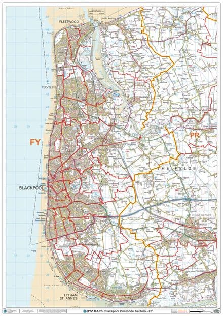 Blackpool - FY - Postcode Sector Wall Map