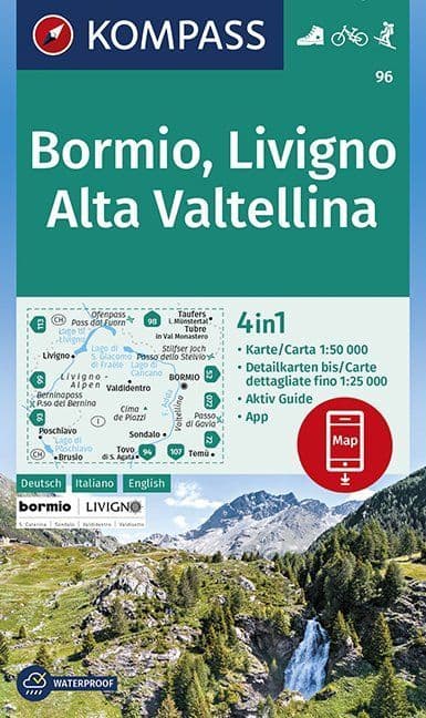 Bormio - Livigno - Alta Valtellina Kompass 96 - 1:50,000