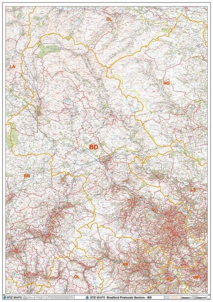 Bradford - BD - Postcode Sector Wall Map