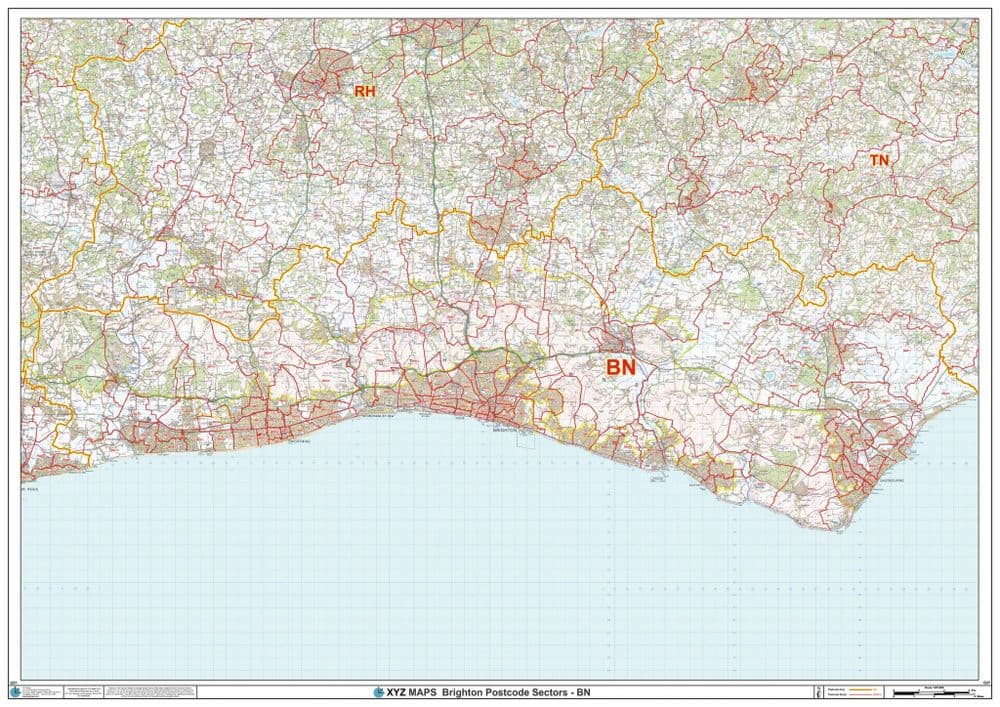Bn11 Postcode Map Brighton - BN - Postcode Sector Wall Map
