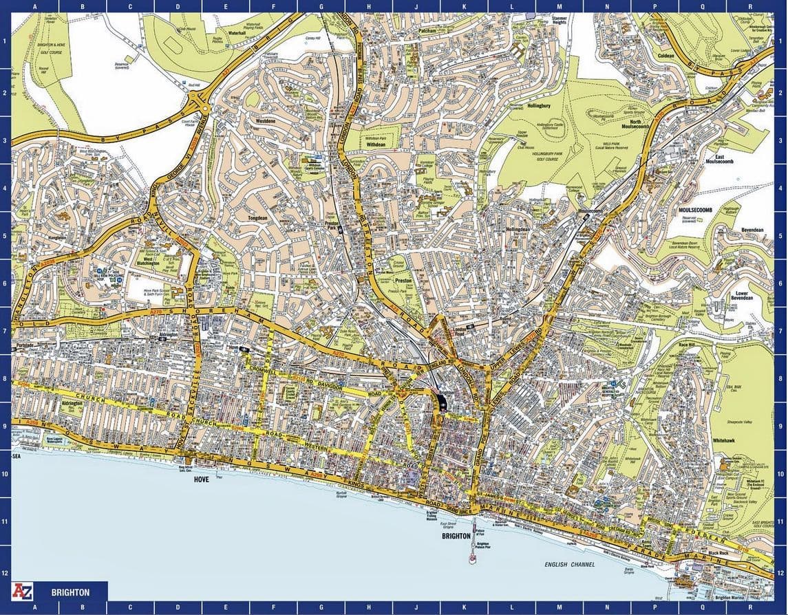 Brighton City Centre A-Z Street Wall Map