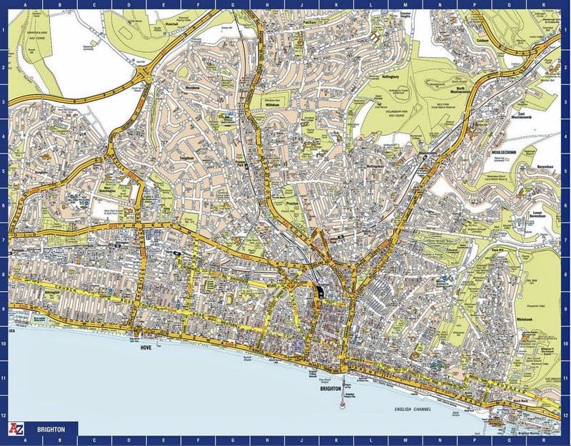Brighton City Centre A-Z Street Wall Map