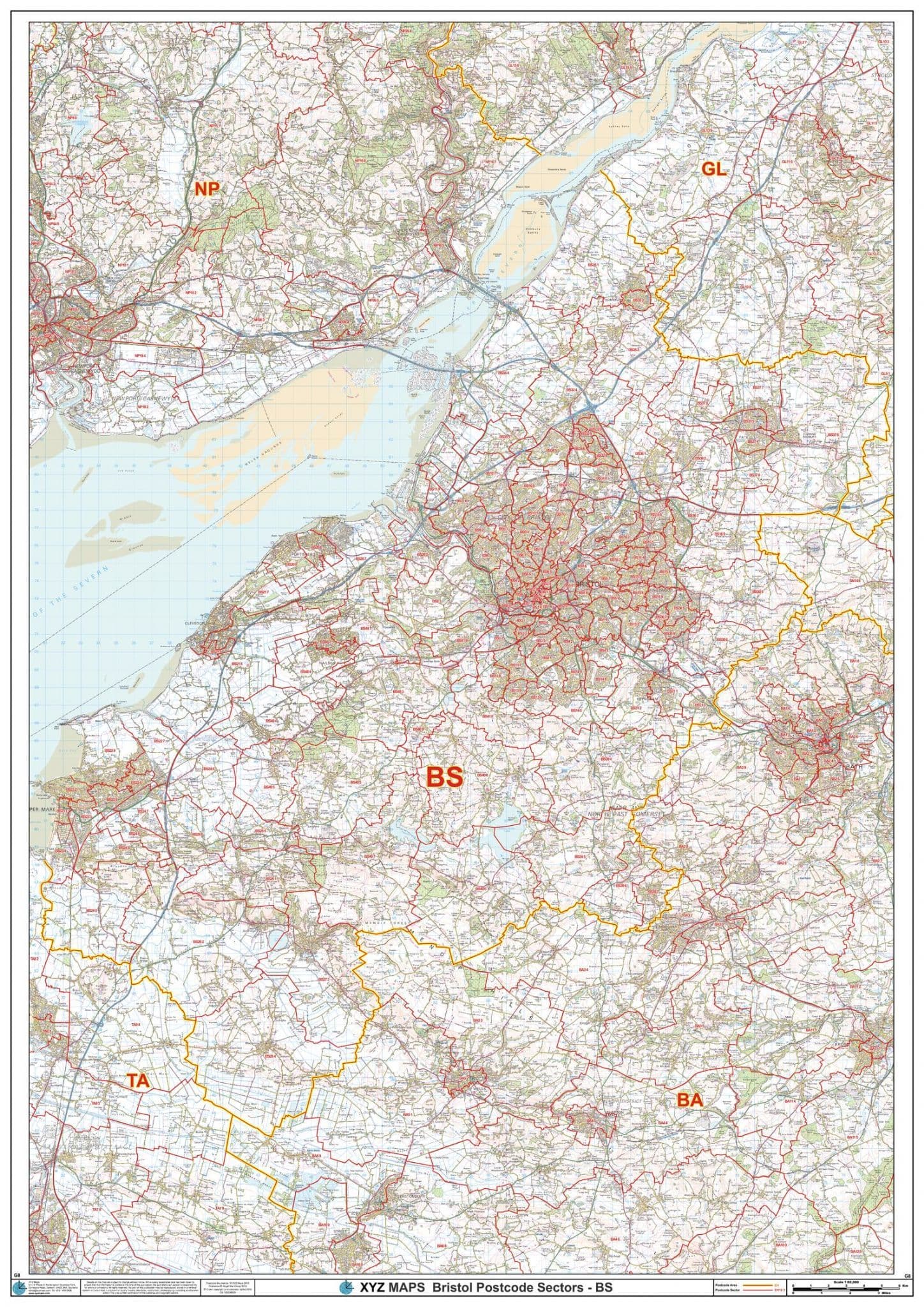 Bristol - BS - Postcode Sector Wall Map