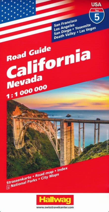 California & Nevada Driving Map - Hallwag USA 5