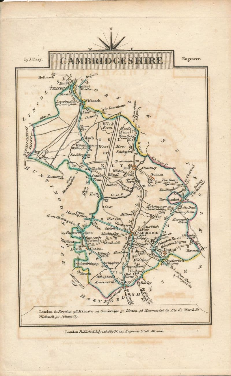 Cambridgeshire 1806 - John Cary - Original Map