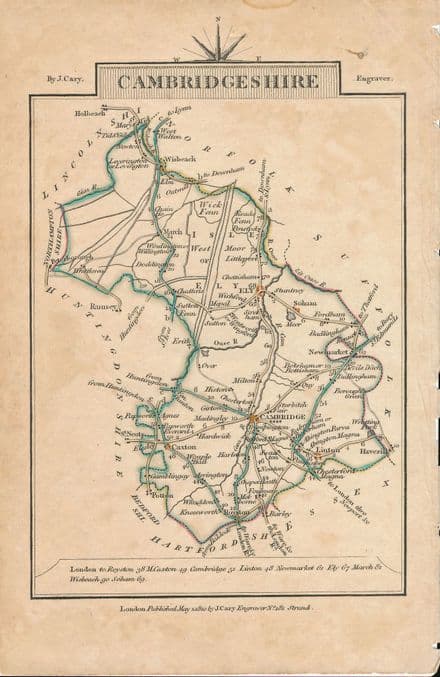 Cambridgeshire John Cary - Mini - 1792 - Original Map