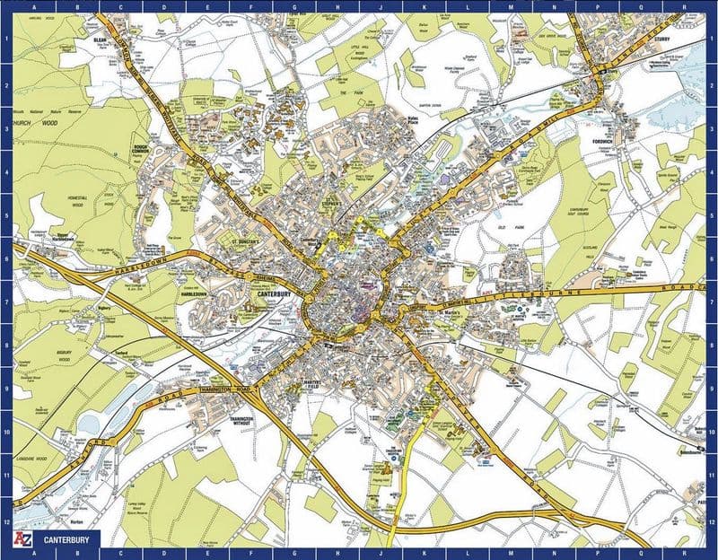 Canterbury City Centre A Z Street Wall Map Canterbury City Centre A Z Street Wall Map
