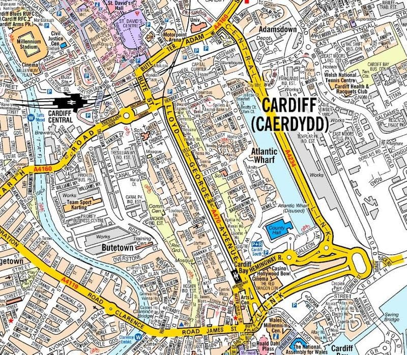 Cardiff A Z Wall Map