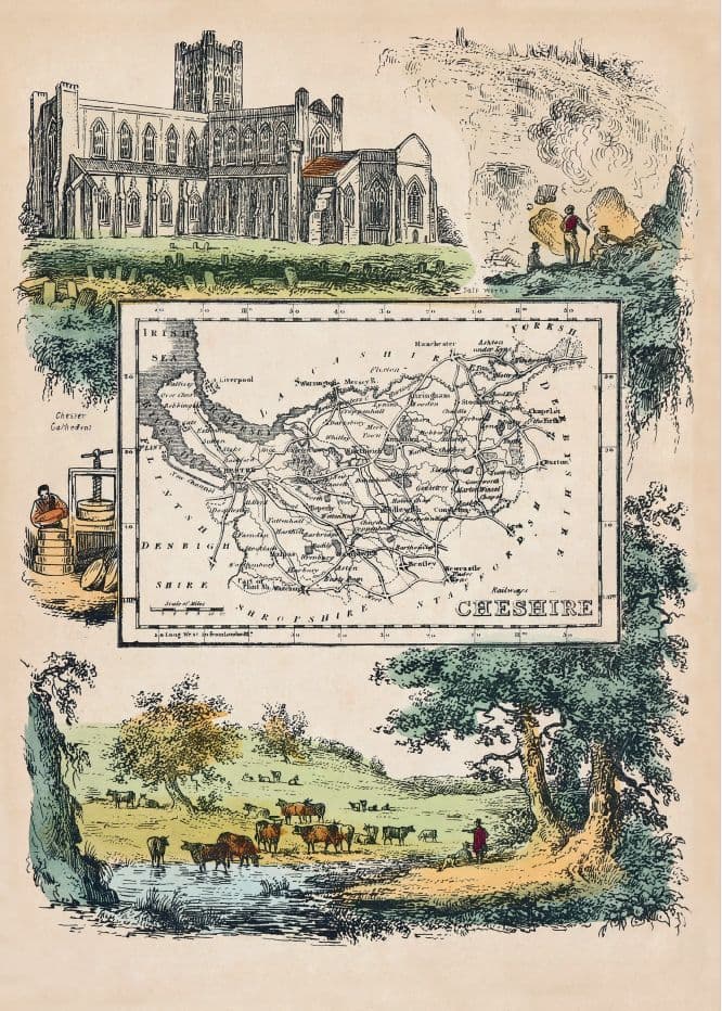 Cheshire - by 'Reuben Ramble' - Reproduction County Map