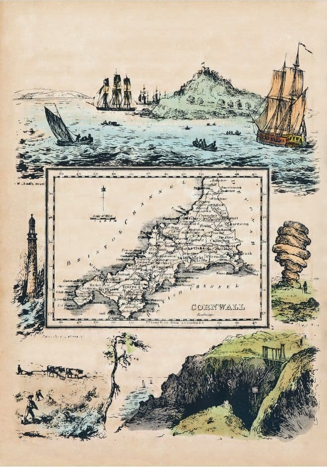Cornwall - by 'Reuben Ramble' - Reproduction County Map