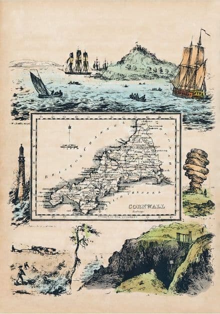 Cornwall - by 'Reuben Ramble' - Reproduction County Map
