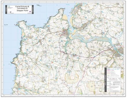 Cornwall - Camel Estuary & Carnewas to Stepper Point - AONB Wall Map - 2024