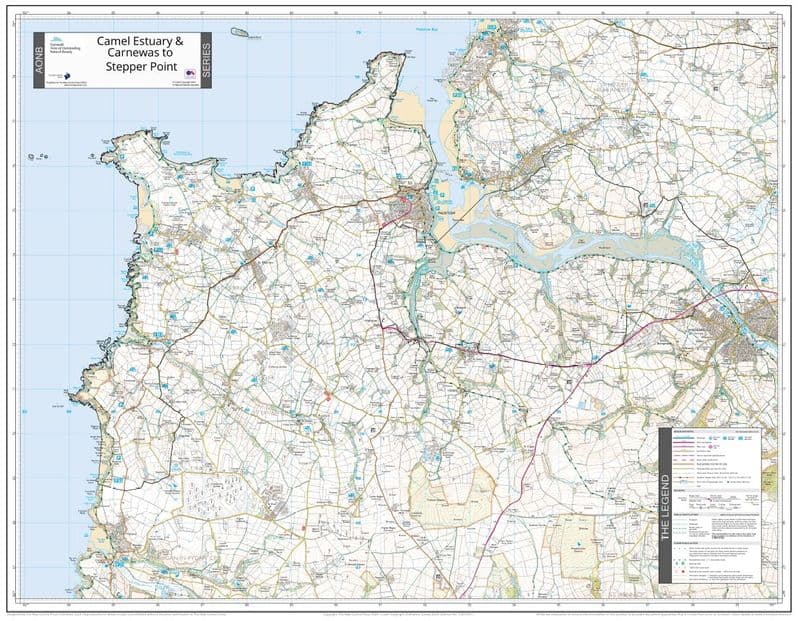 Cornwall - Camel Estuary & Carnewas to Stepper Point - AONB Wall Map - 2024