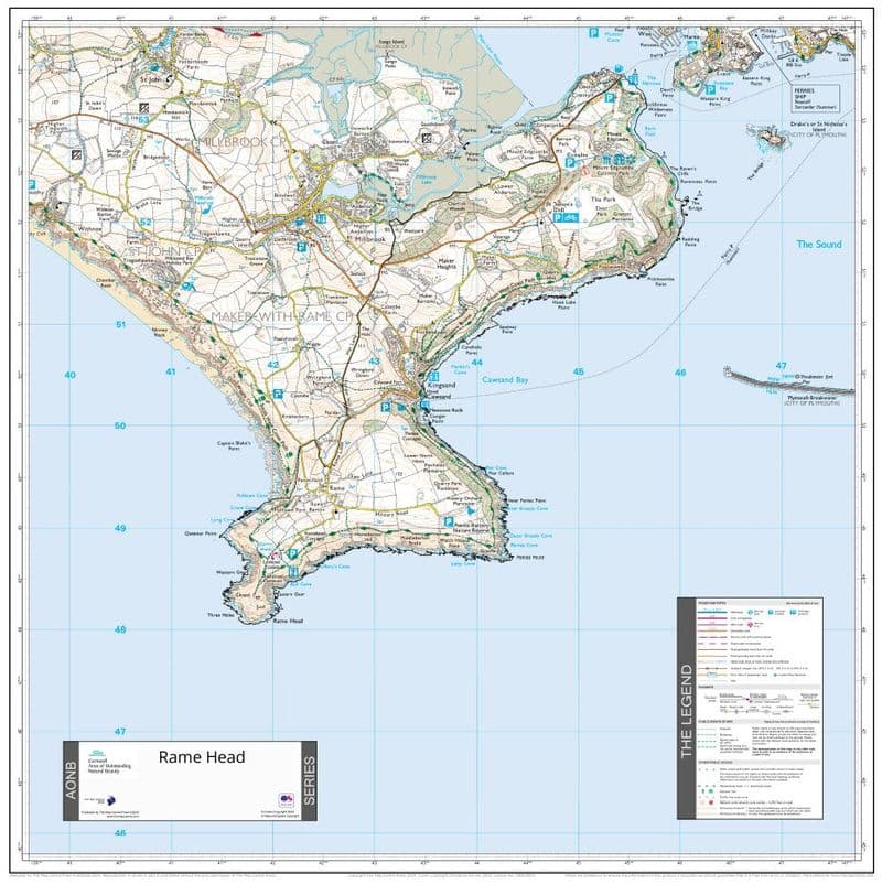Cornwall - Rame Head - AONB Wall Map - 2024
