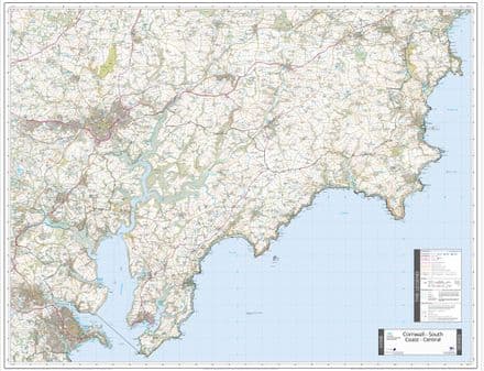 Cornwall - South Coast - Central - AONB Wall Map - 2024