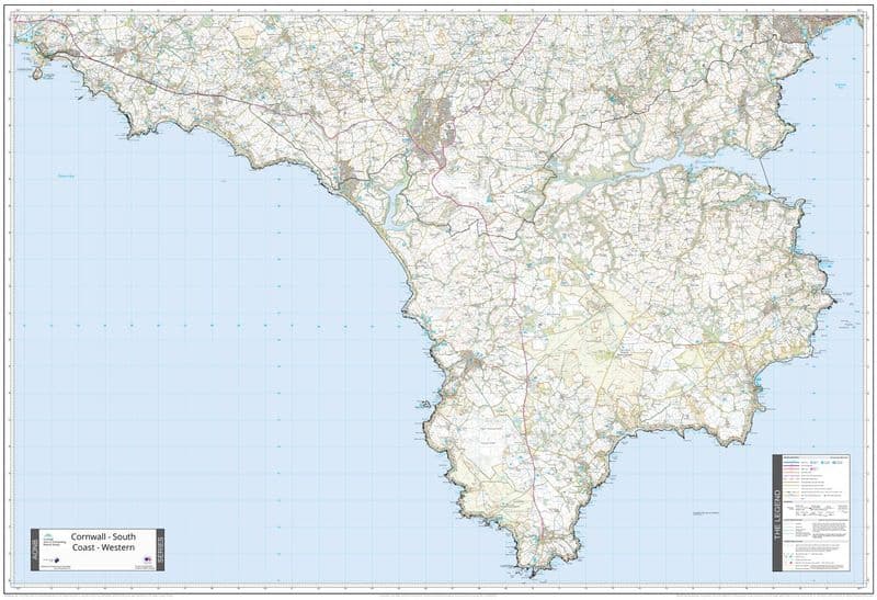 Cornwall - South Coast - Western - AONB Wall Map 2024