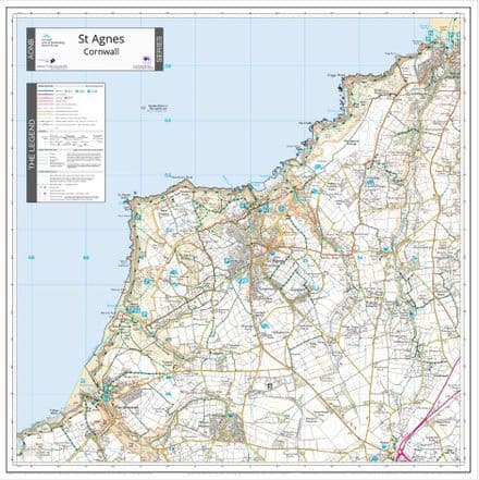 Cornwall - St Agnes - AONB Wall Map - 2024
