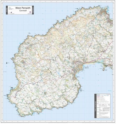 Cornwall - West Penwith - AONB Wall Map - 2024