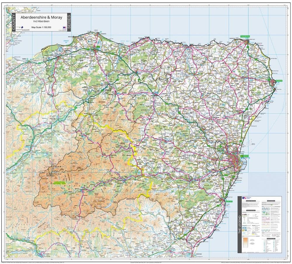 County Map of Aberdeen & Moray - 2024