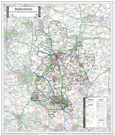 County Map of Bedfordshire - 2026