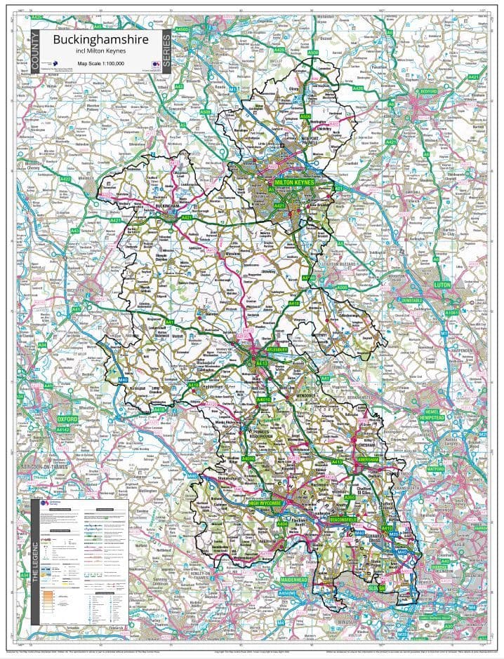 County Map of Buckinghamshire - 2024