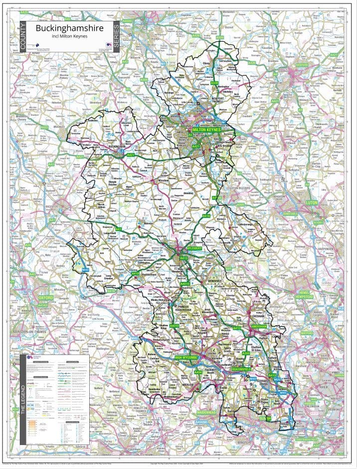 County Map of Buckinghamshire - 2026