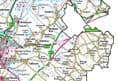 County Map of Cambridgeshire - White Background