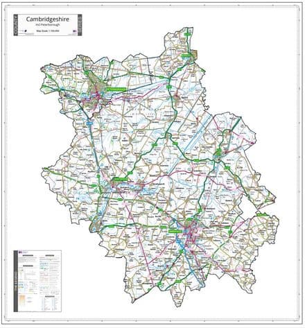 County Map of Cambridgeshire - White Background