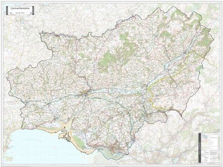 County Map of Carmarthenshire - EXTRA Large Edition